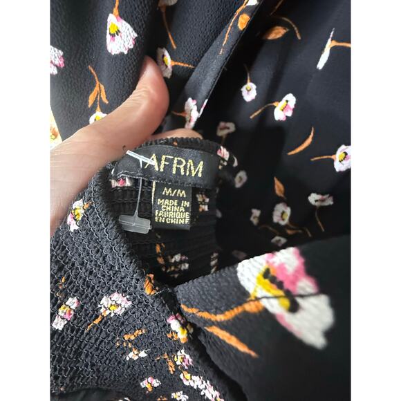New w/ tags AFRM Zane Noir Spring Floral Open Back Midi Dress Medium $148 Retail - Picture 8 of 8